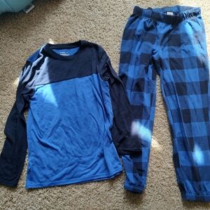 Cat & Jack Blue Two-Piece Pajama Set with Plaid Pants